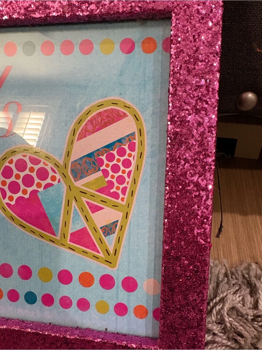 Girls Sparkle Pink Glitter Picture Frame Wall Decor